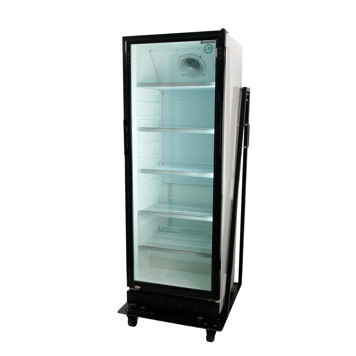 Getränkekühlschrank (Glastüre), 4 Einlegegitter, 360 l, auf einem fahrbaren Untersatz (ähnlich, wie Abbildung)