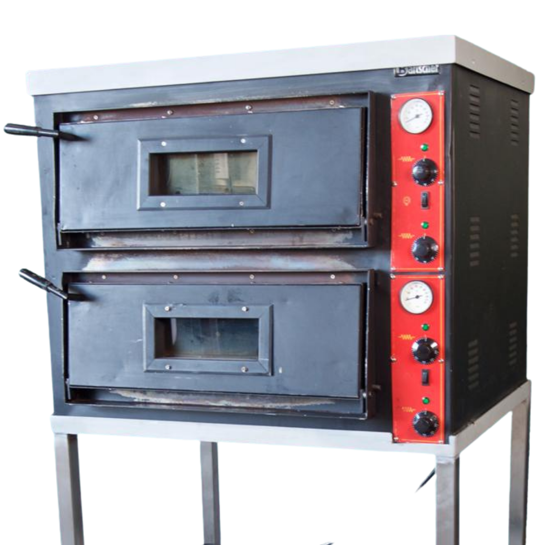 Pizzaofen / Flammkuchenofen auf Rollbaren Gestell-nicht auf dem BILD-, inkl. Schieber 2 Schübe, 8,4 kW, 400V, 16A CEE, Gesamtmaß inkl. Untergestell BxHxT 89x175x81 cm