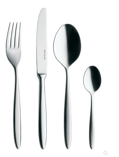 Besteck der Serie Strauss: Menümesser, Menümessergabel, Menümesselöffel, Kaffeelöffel, Kuchengabel, Vorspeisegabel, Vorspeisemesser