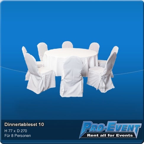 Dinnertableset 10 Stuhl Tisch Husse Bankettstuhl Banketttisch