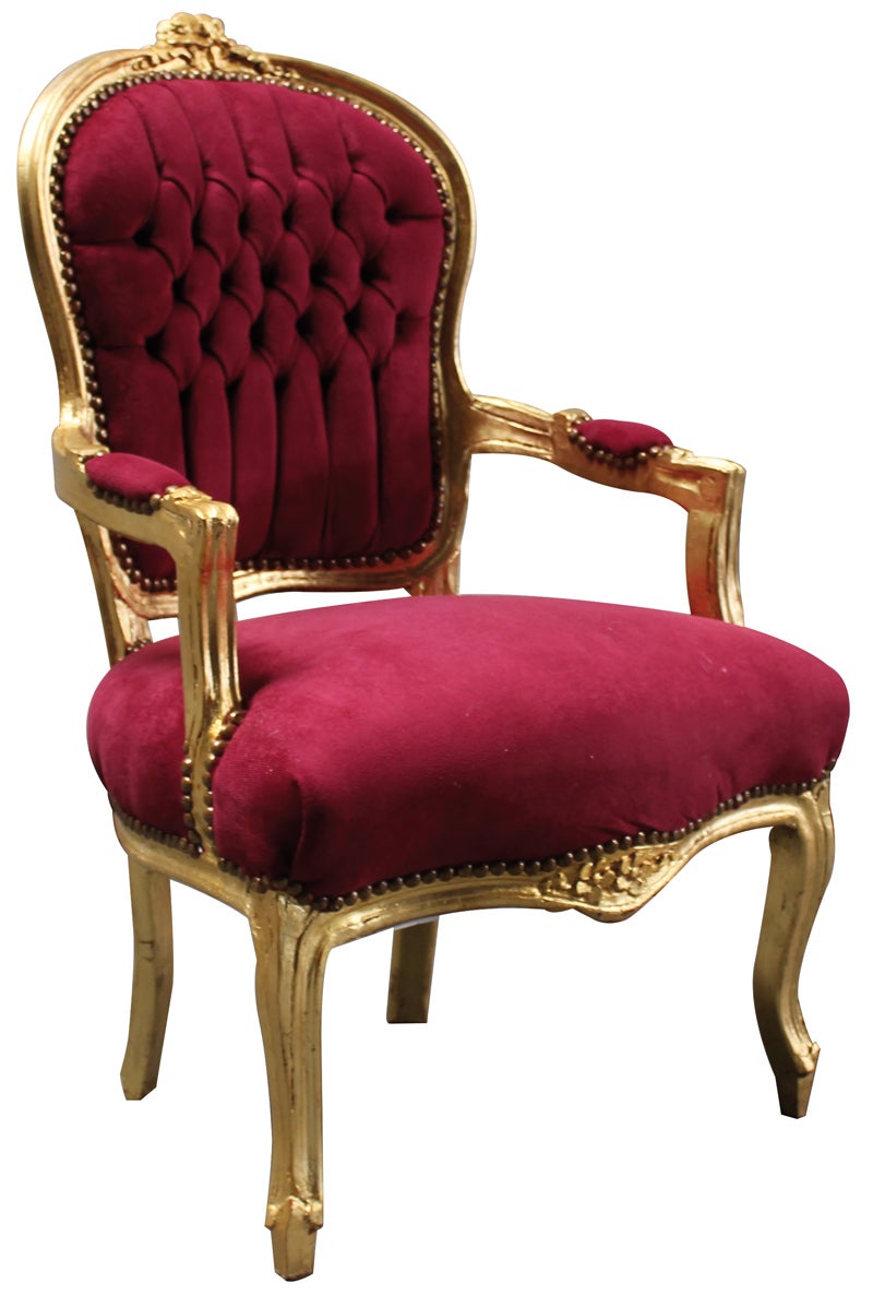 Thron Golden / Sessel Gold / Stuhl Gold / Barocksessel / Weihnachtssessel