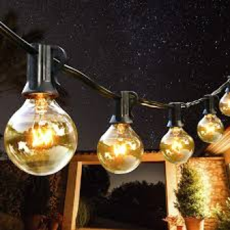 LED Lichterkette warm-weiß mieten – 20 Kugeln, ca. 15 m, IP44 außen