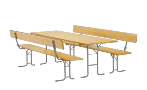 Festzeltgarnitur mit Lehne mieten – 50 cm Tisch, robustes Stahlgestell – 2