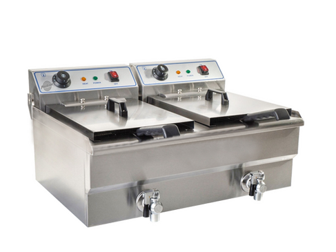 Fritteuse doppelt mieten – 2 x 13 L Edelstahl-Fritteuse mit 2 Körben für Events
