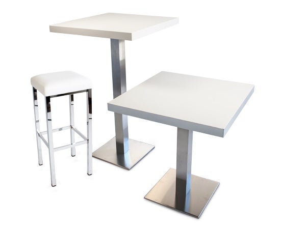 Stehtisch eckig, INOX BAR in matt-weiß und Edelstahl – 3