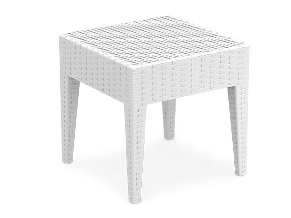 Rattan Beistelltisch / Outdoor Loungetisch EDEN ST weiß