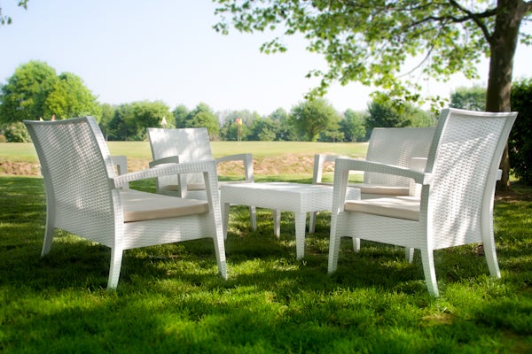 Rattan Beistelltisch / Outdoor Loungetisch EDEN ST weiß – 2