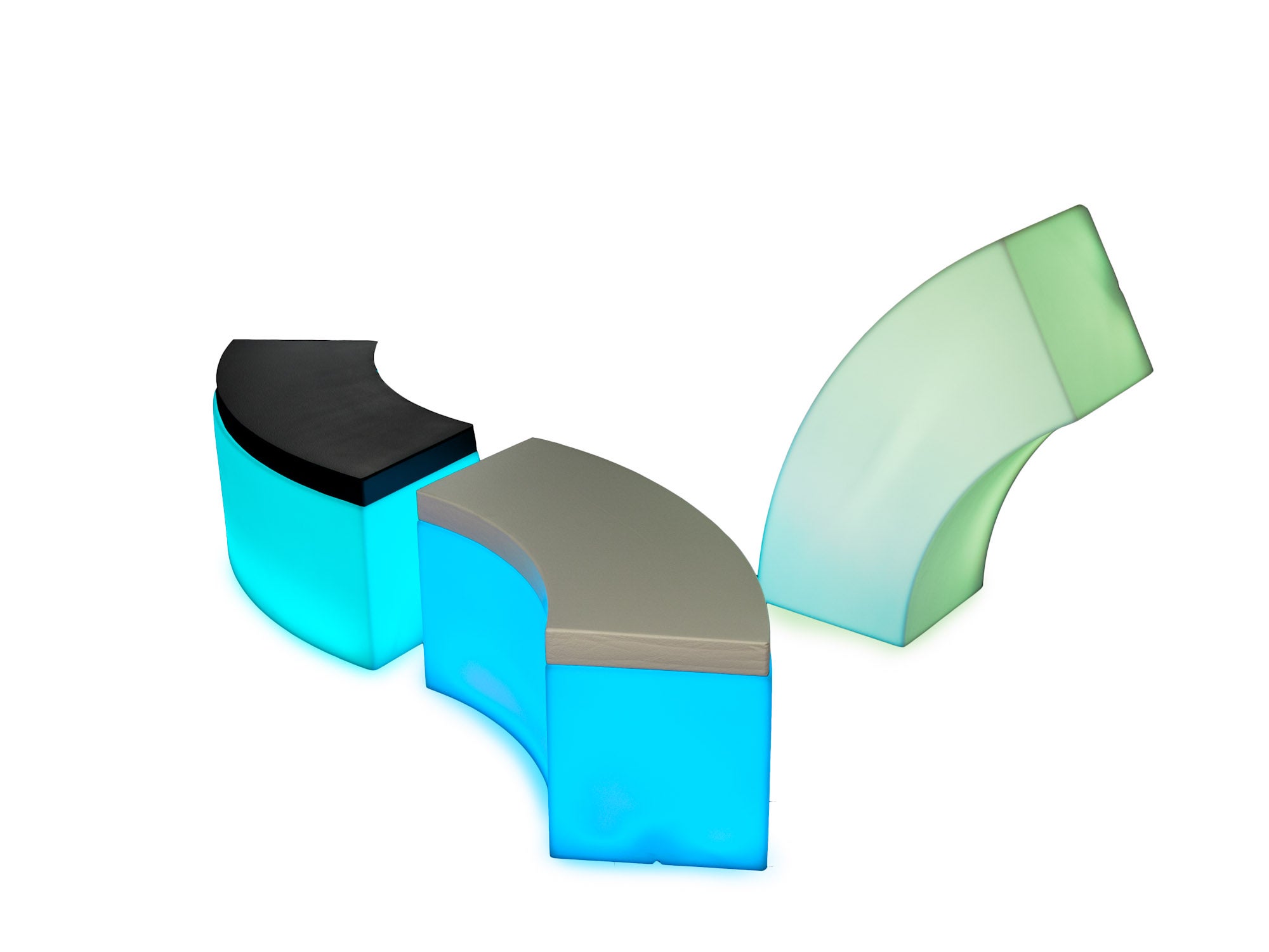 LED Sitzbank / Loungebank / Hocker halbrund iSNAKE (leuchtend in allen Farben)