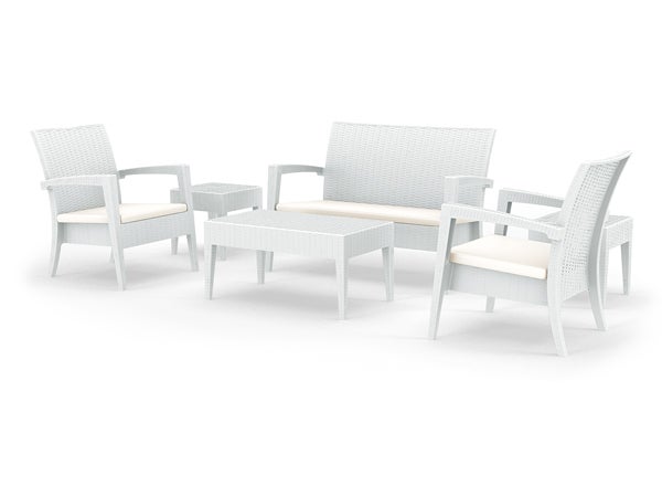Rattan Beistelltisch / Outdoor Loungetisch EDEN ST weiß – 3