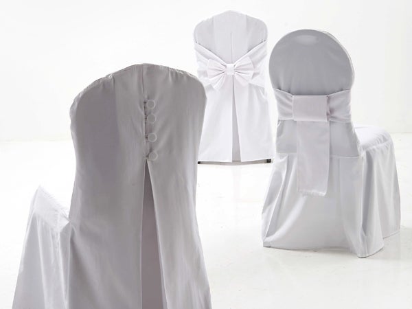 Emma Stuhlhusse mit Knopfleiste in creme für Standard Bankettstühle – 3