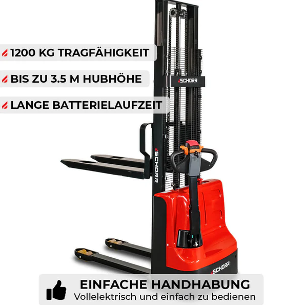 SCHORR Elektro Hochhubwagen 1,2t Stapler mit 3,5 m Hubhöhe – 2