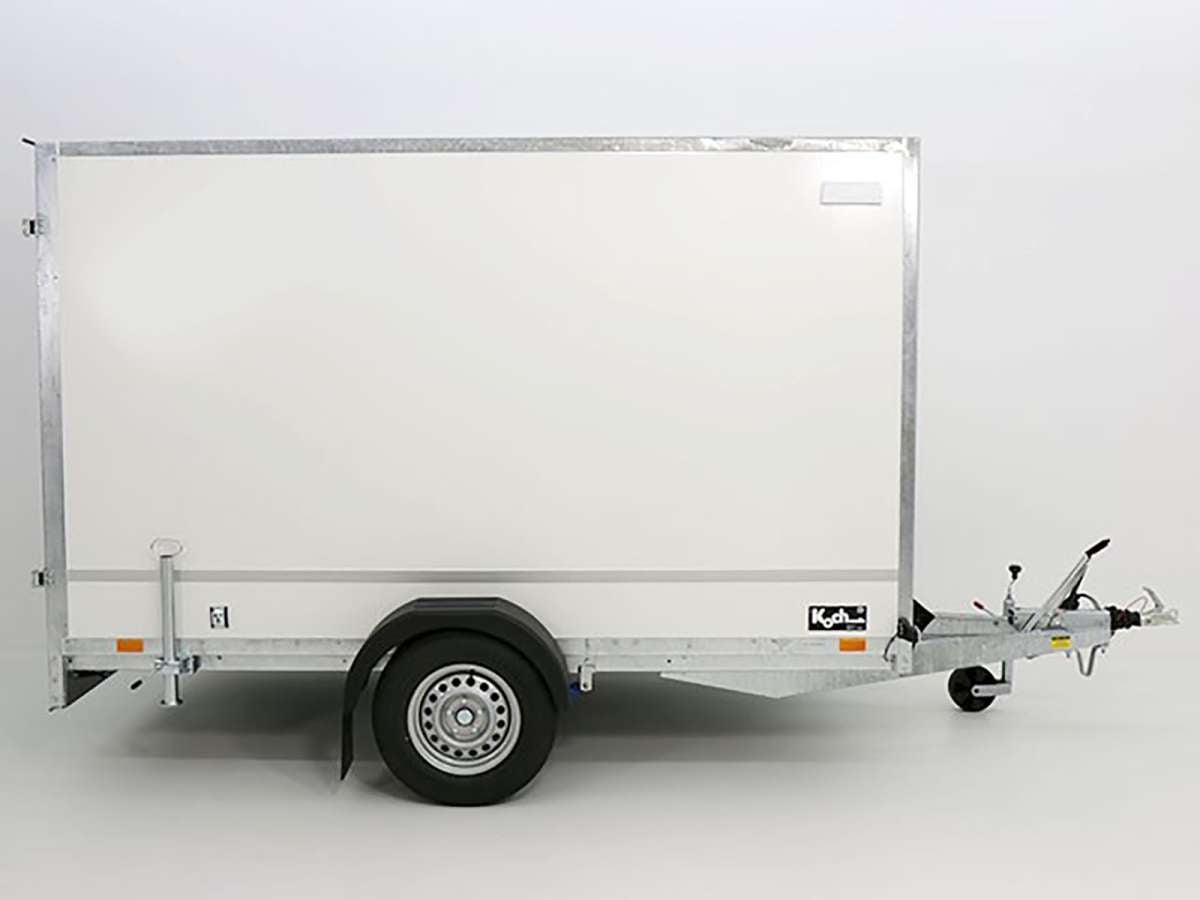 Kofferanhänger weiß mit Rampe 1,3t, auch Motorradtransport möglich – 2