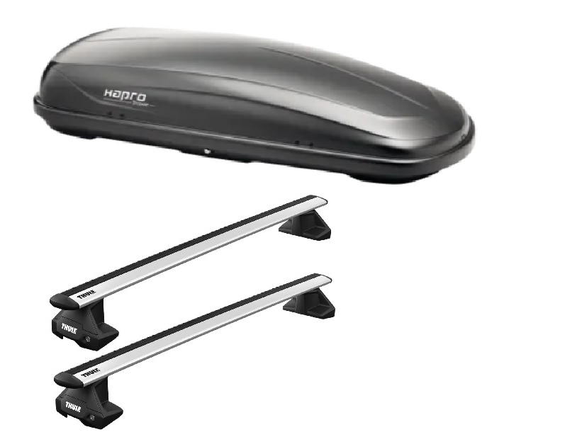 Dachbox Hapro Trivor Anthracite mit 560l Volumen inklusive Dachträgern mieten