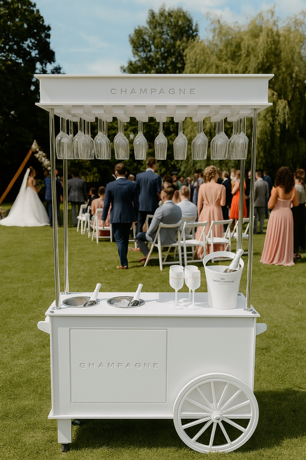 Champagnerwagen mieten – eleganter Sektwagen inkl. Gläser für Hochzeit & Event – 2