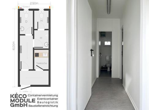 Büroversorger / Küchencontainer/ Bürocontainer mit WC-Damen/ Herren 20 Fuß