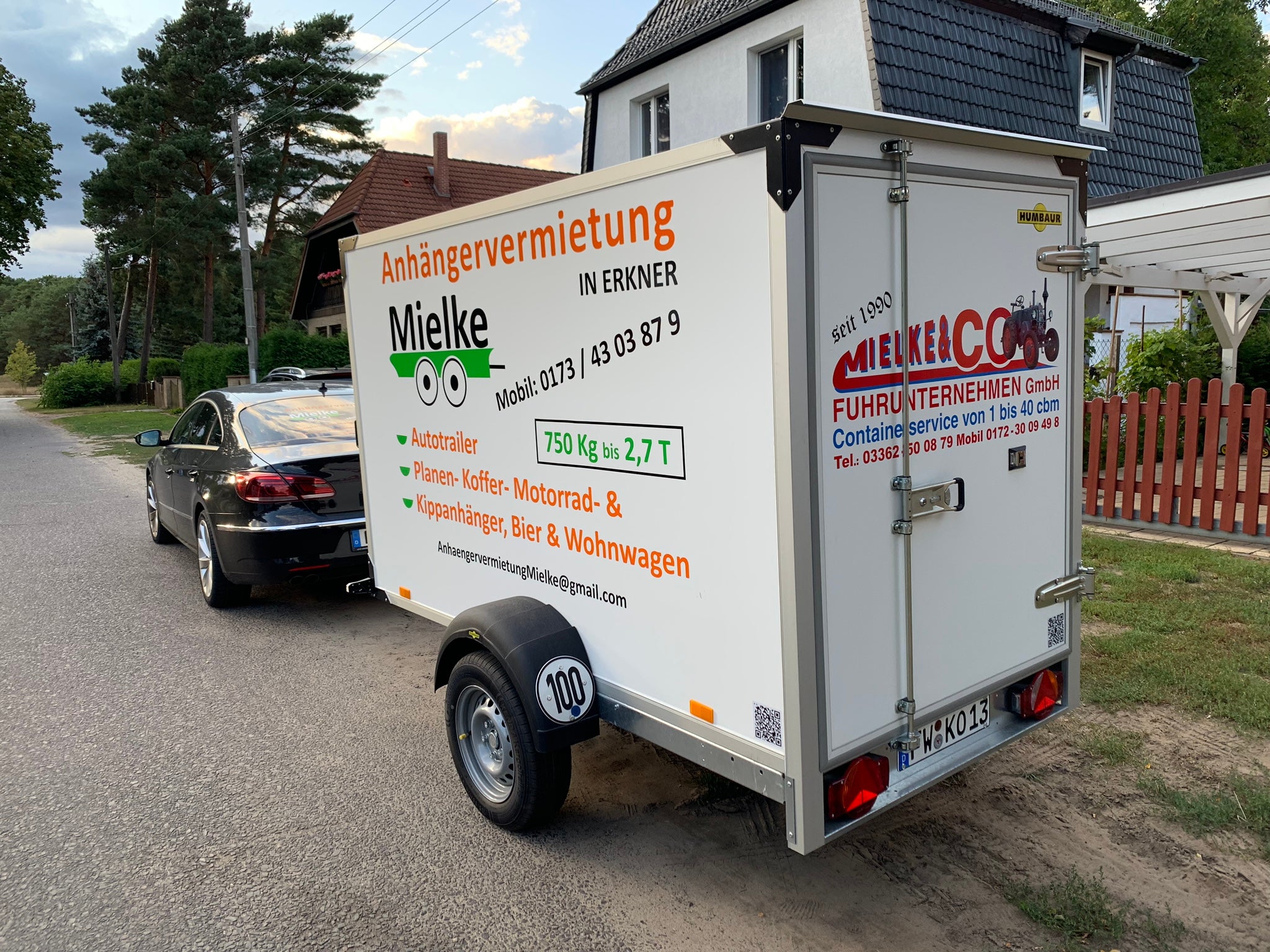 Kofferanhänger 2,5m x 1,3m x 1,5m Kasten mieten Umzug Anhänger Anhängervermietung – 2