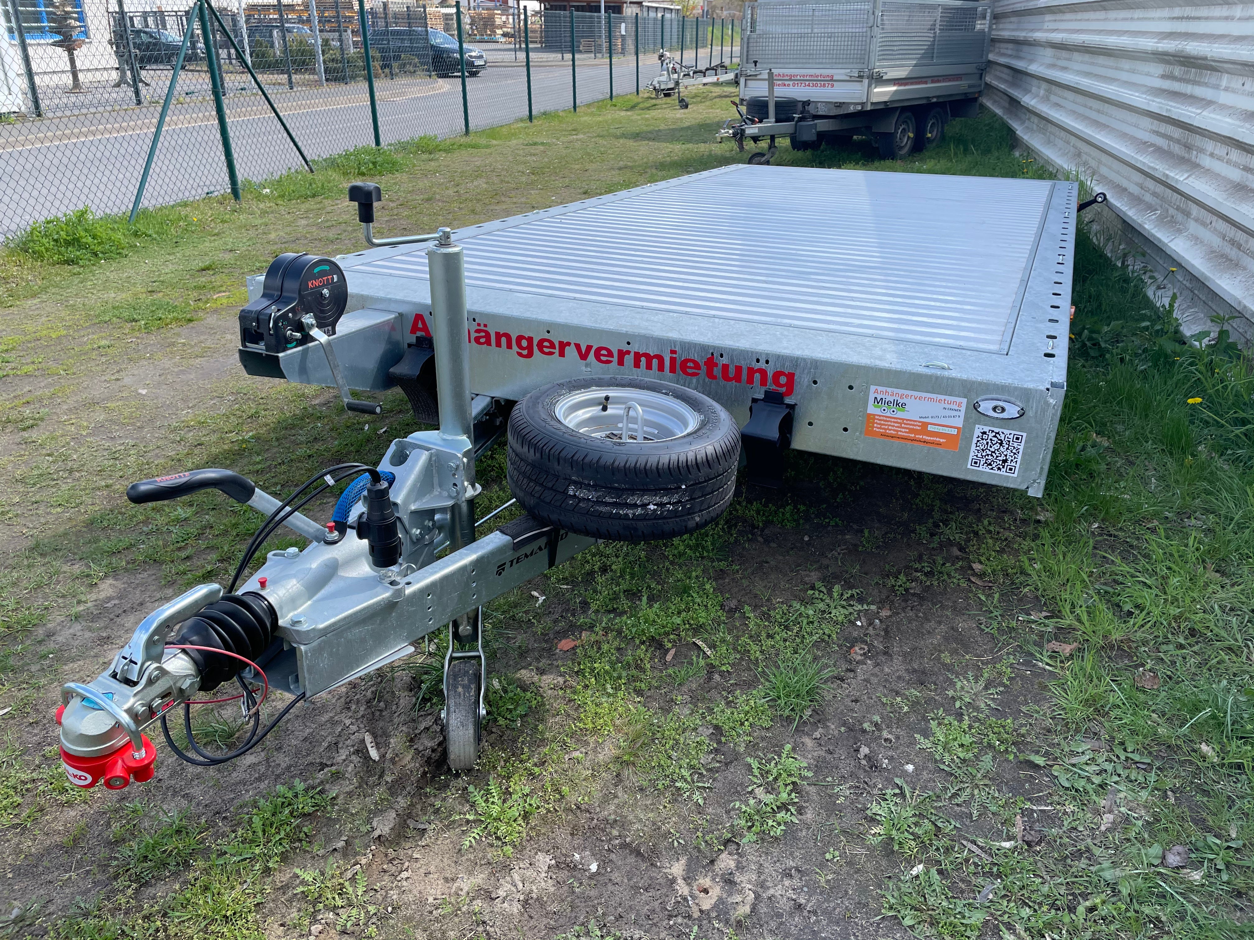 3t Autotrailer 4,5m x 2,15m  Plattform Anhängerverleih Auto Transport Autotrailer Quad Kfz Krad Anhängervermietung Motorrad – 4