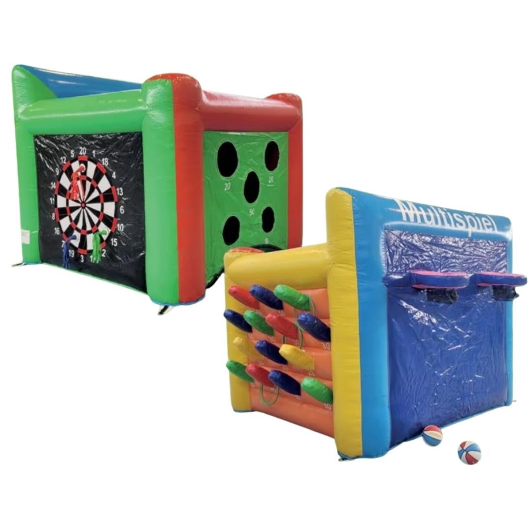 Spielewürfel 4-in-1 | Riesendart, Torwand, Ringe & Basketball – 4