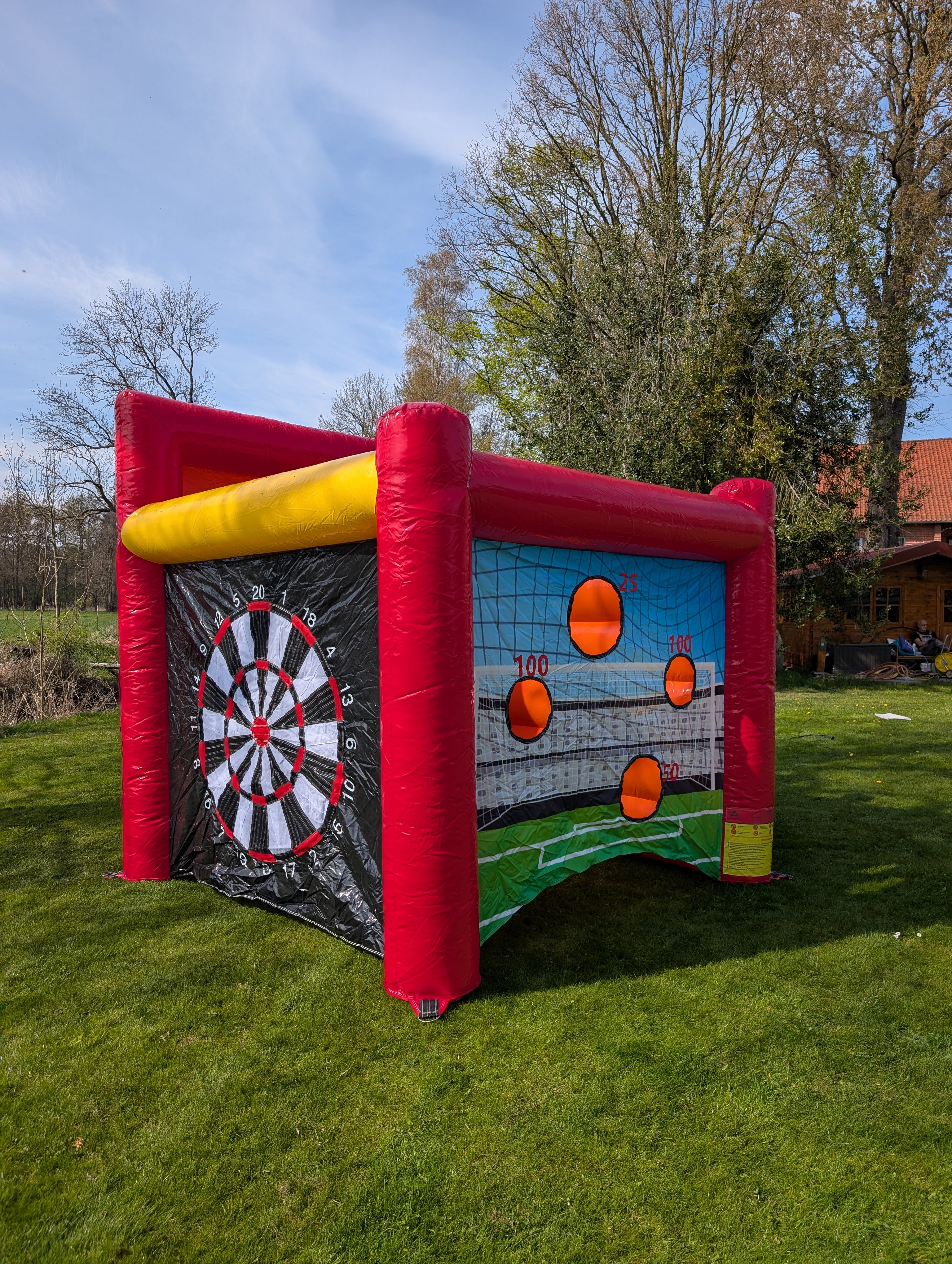 Spielewürfel 4-in-1 | Riesendart, Torwand, Ringe & Basketball