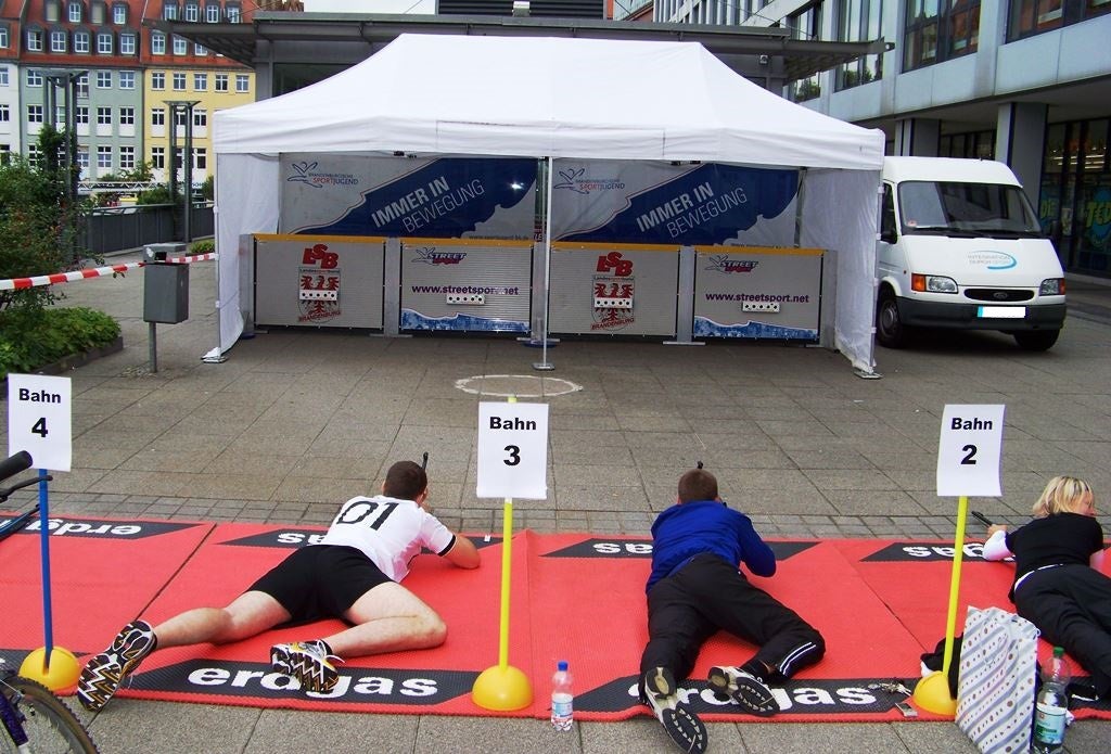 Sommerbiathlon, Biathlon, Biathlonsimulator, Lasergewehr mit Zielvorrichtung