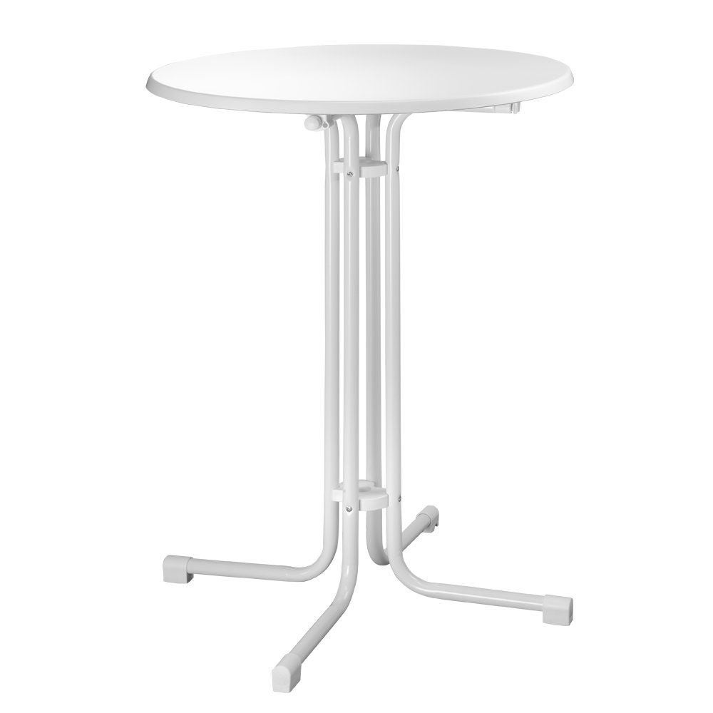 Stehtisch rund 80cm x 110cm klappbar weiß