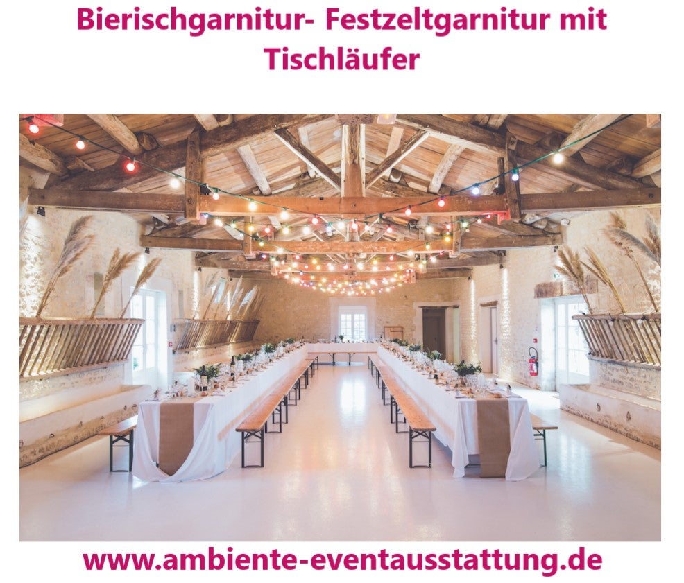 Biertischgarnitur, Festzeltgarnitur -auf Wunsch mit Hussen oder Polsterauflagen – 2