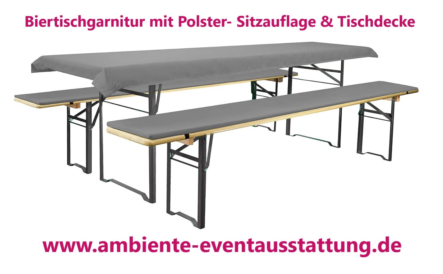 Biertischgarnitur, Festzeltgarnitur -auf Wunsch mit Hussen oder Polsterauflagen – 3