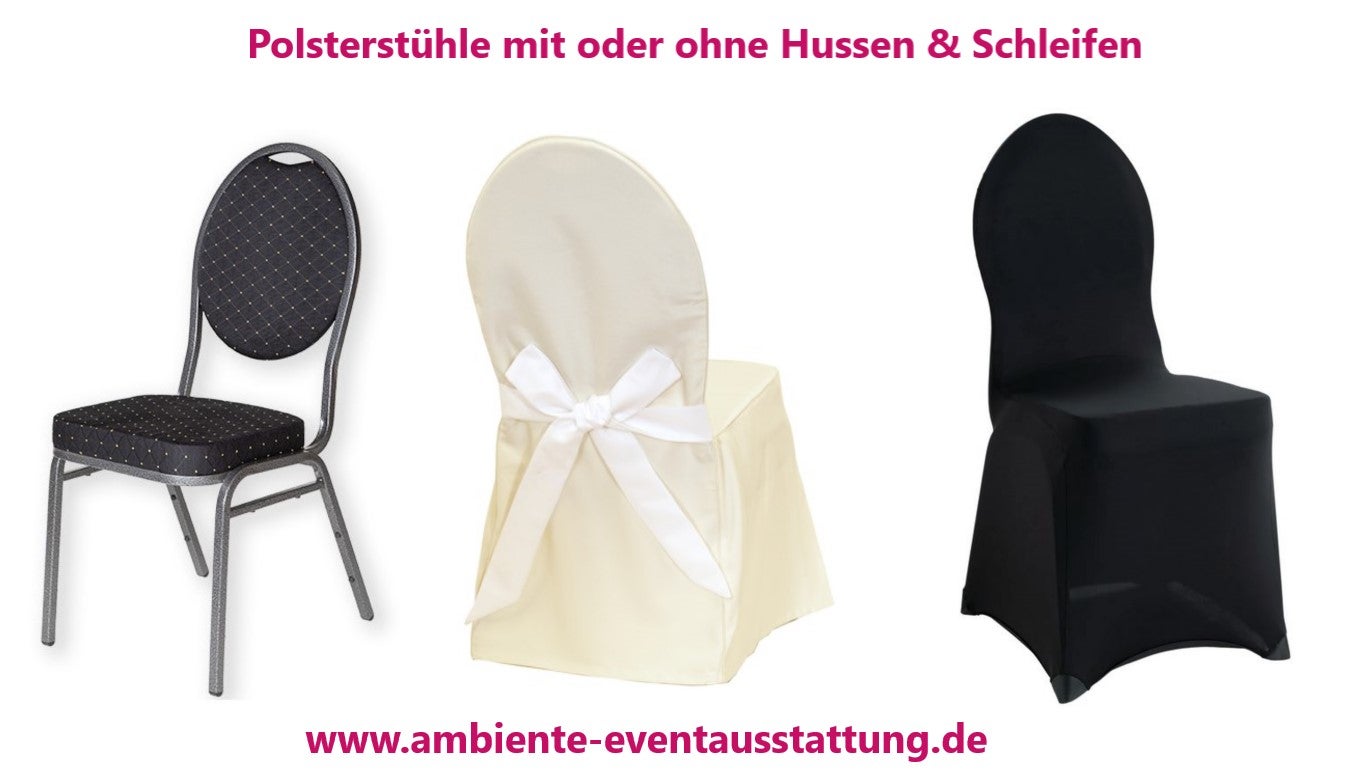 Hochzeitsstuhl, Polsterstuhl, Eventstuhl, Klappstühle mieten in weiß oder schwarz – 2