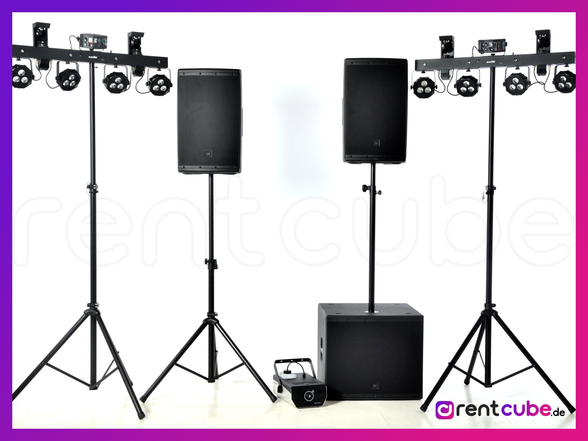 Party-Komplettset Pro | inkl. PA von JBL Professional | All-In-One Partypaket | LED-Moving Lights + Musikanlage + Nebelmaschine