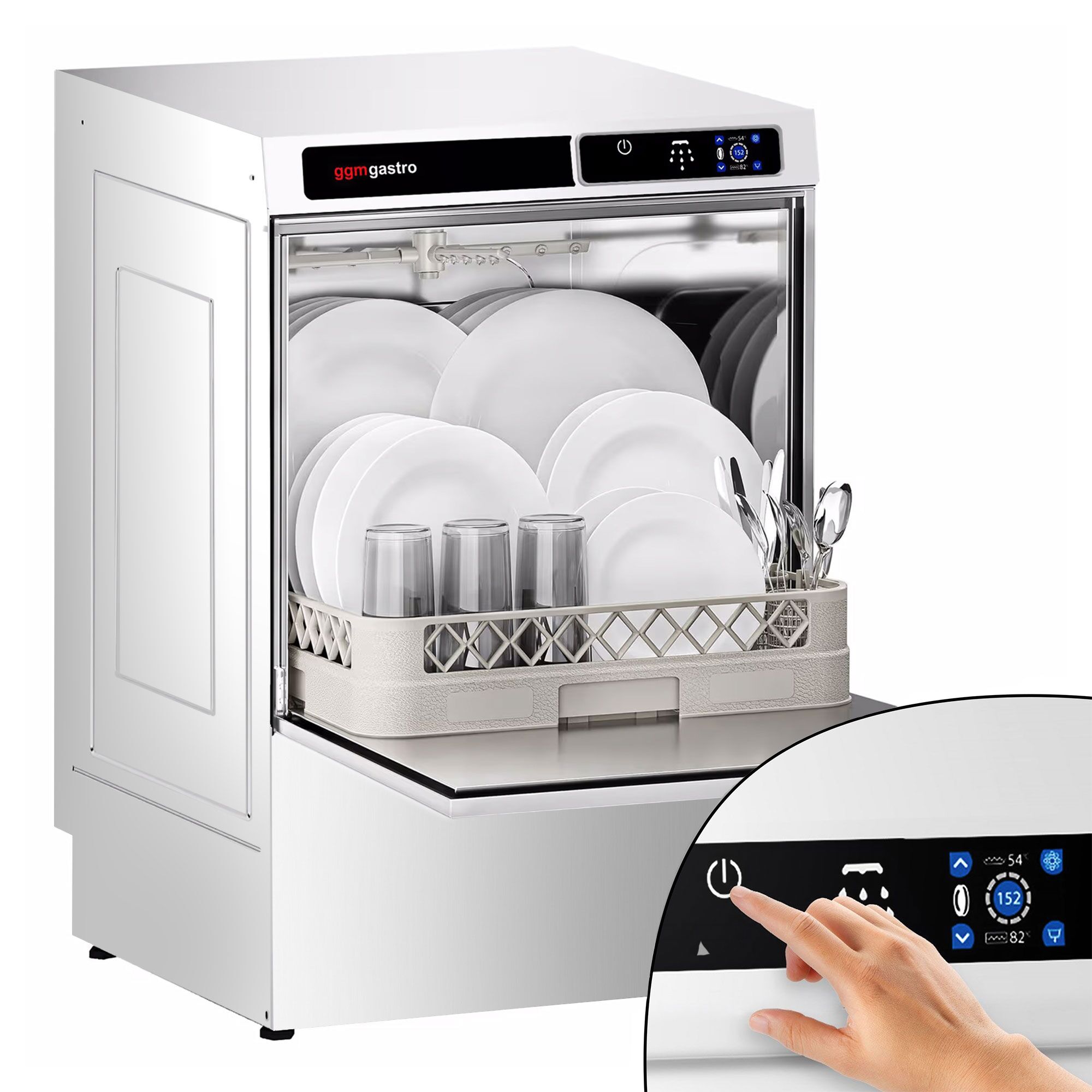 Geschirrspülmaschine Gastronomie Touch - 3,6 kW - mit Reiniger-, Klarspüler- & Laugenpumpe – 2