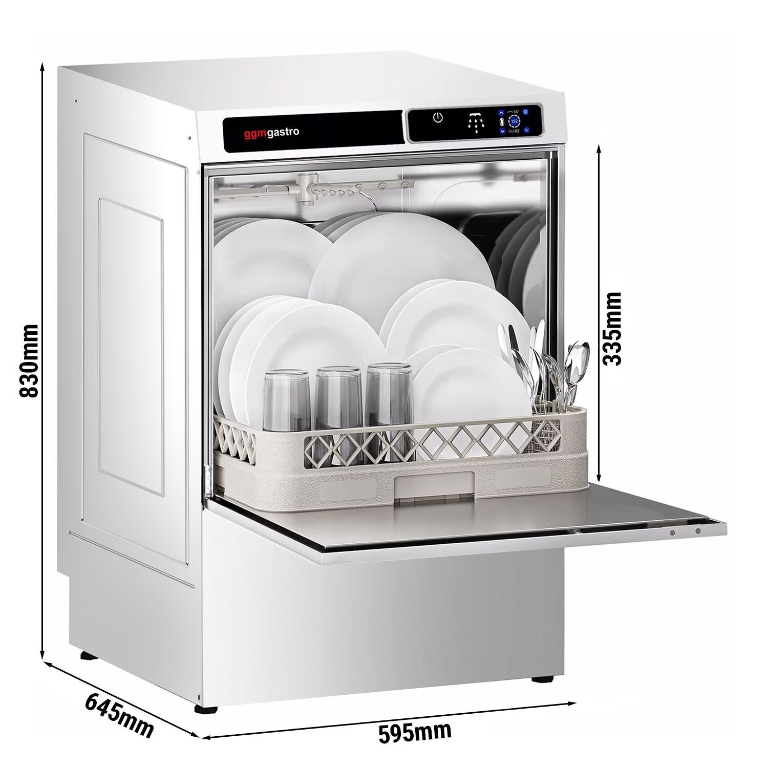 Geschirrspülmaschine Gastronomie Touch - 3,6 kW - mit Reiniger-, Klarspüler- & Laugenpumpe
