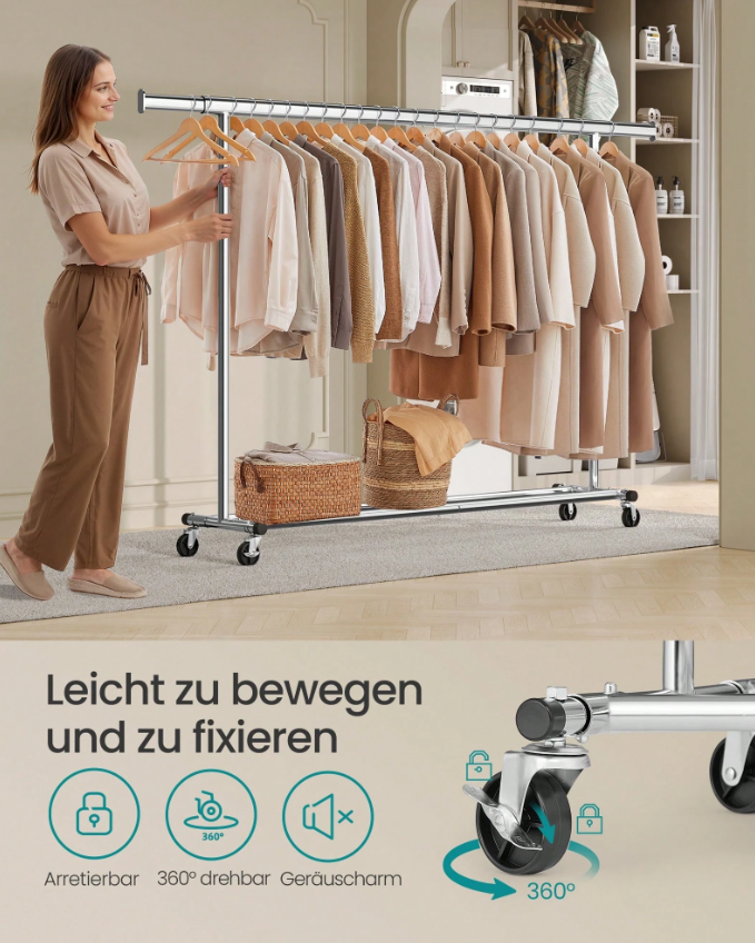 Kleiderständer auf Rollen und 50 stk Kleiderbügel – 2