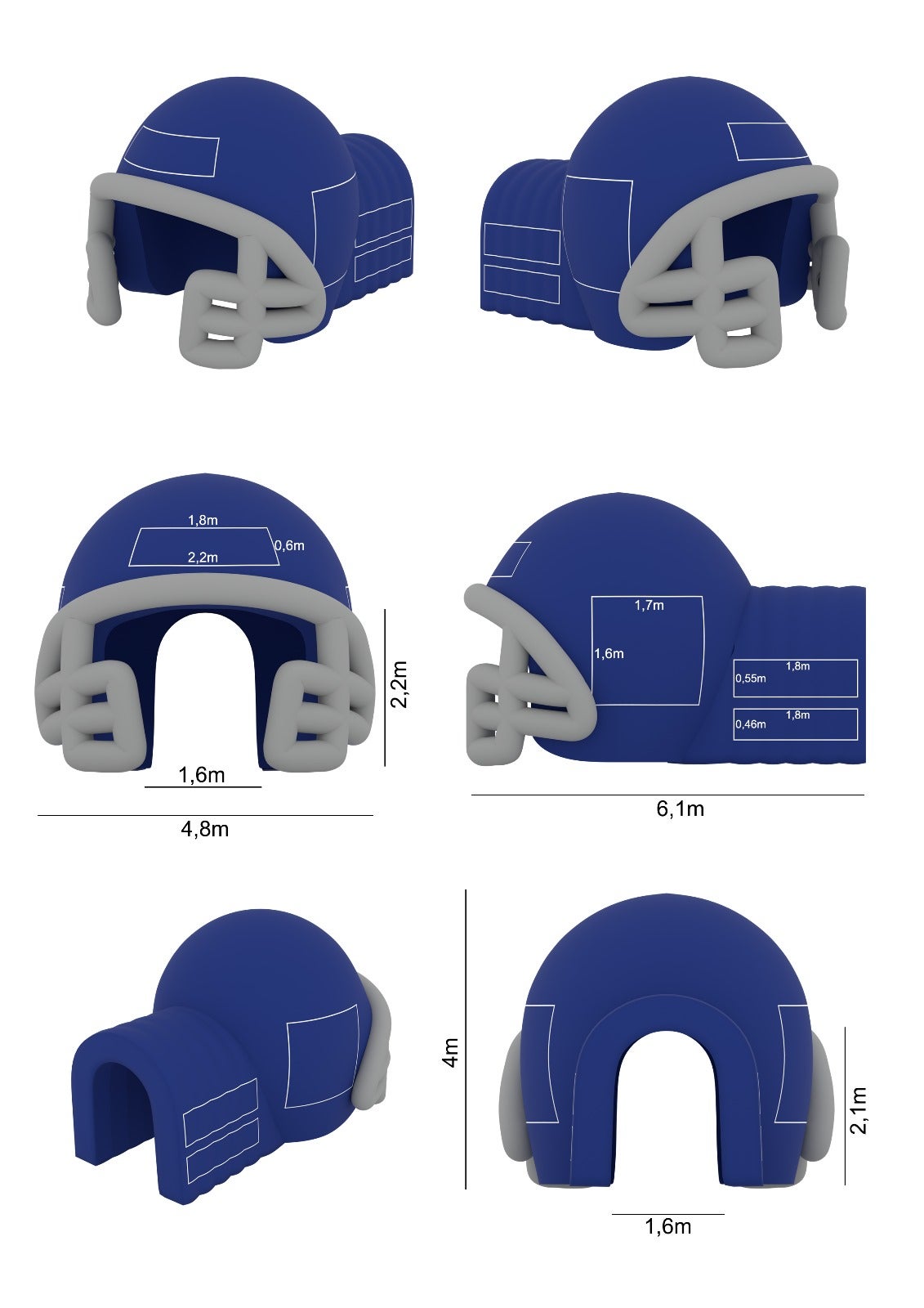 Aufblasbarer Einlauftunnel - als American Football-Helm – 2