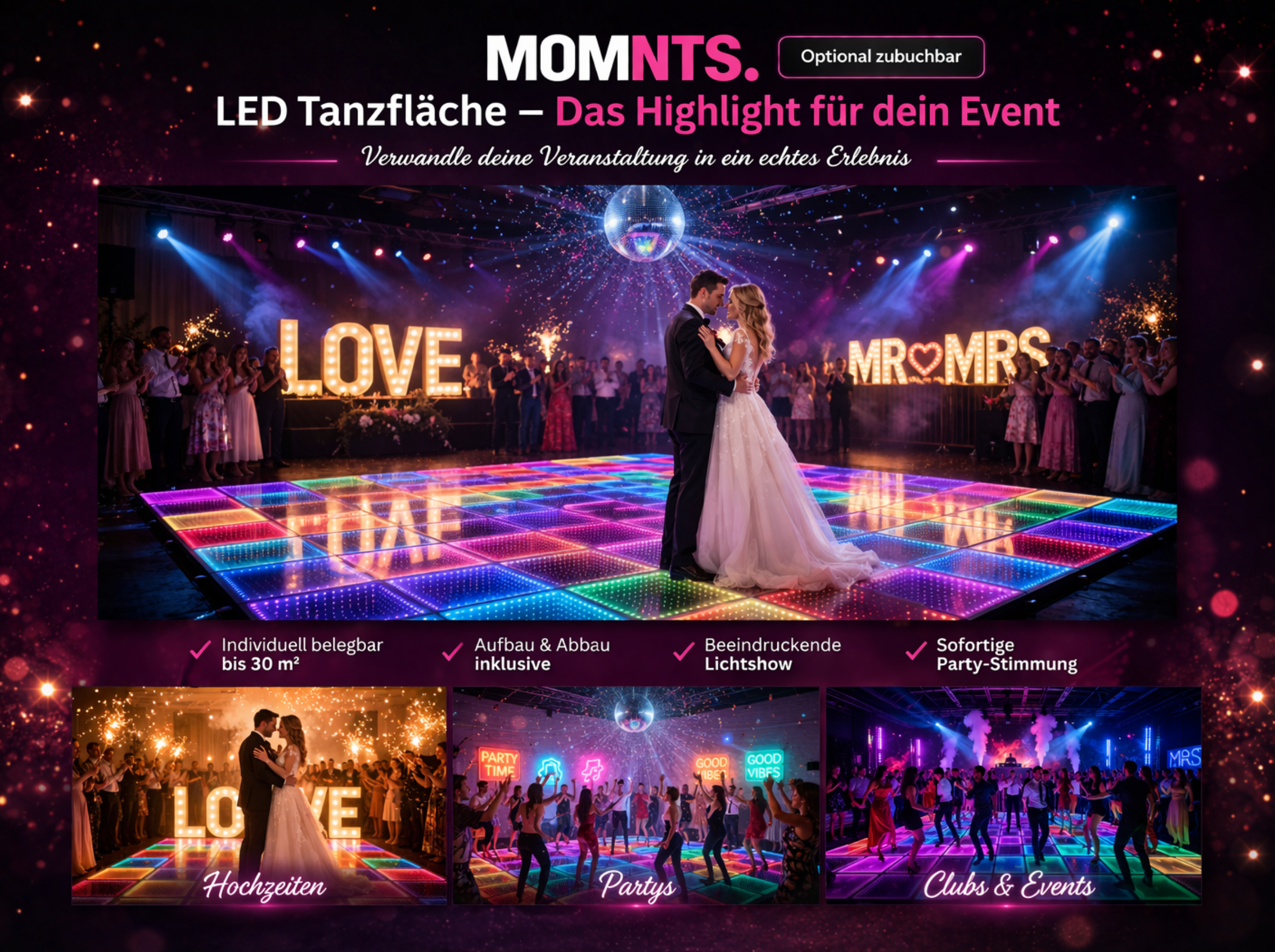 Event-Paket: Fotobox, LED-Tanzfläche & LED Videowand – 3