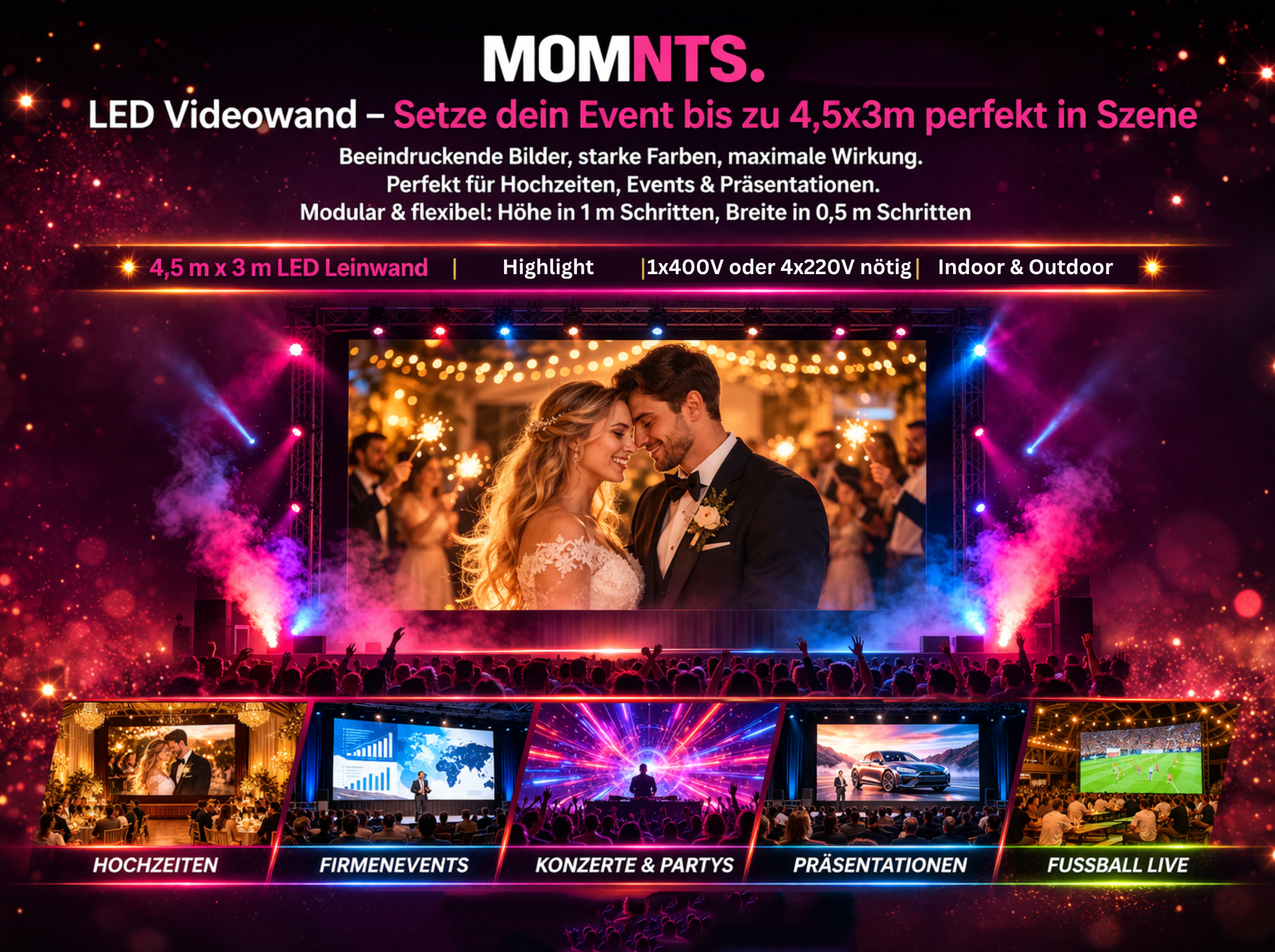 LED Videowand mieten: Videowall Event Messe ab 999€ – 4