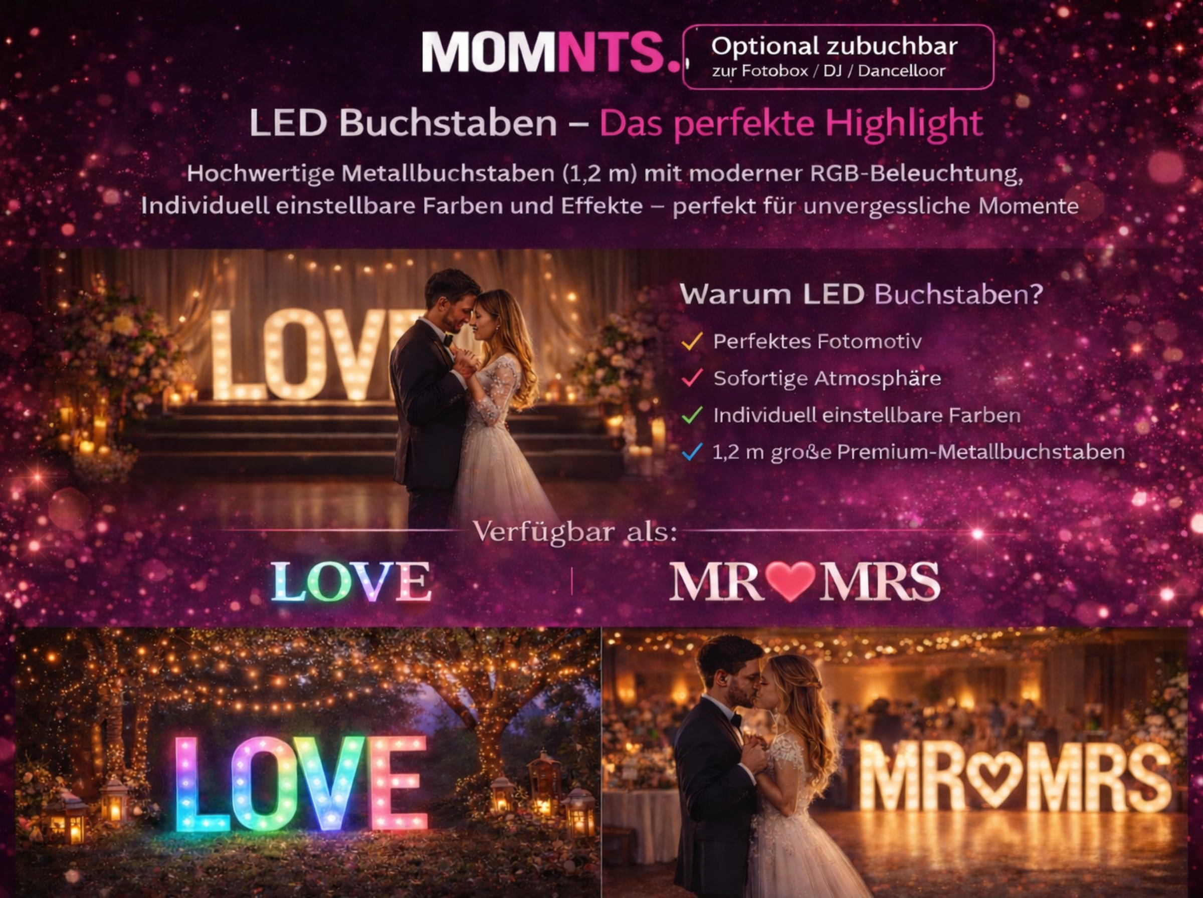 XXL LOVE Buchstaben LED RGB Farben & Effekte 1,2m Höhe – 3