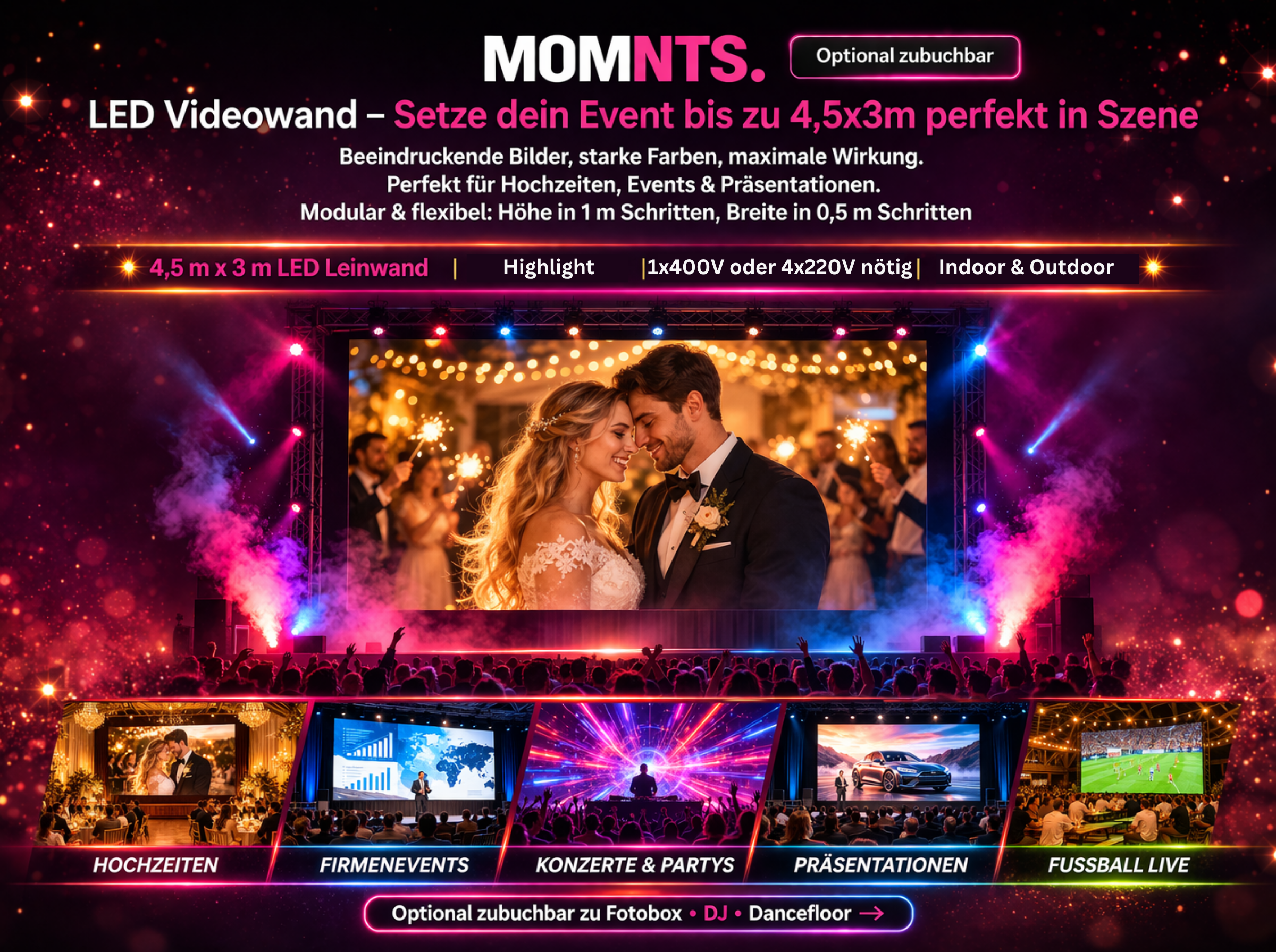 Event-Paket: Fotobox, LED-Tanzfläche & LED Videowand – 4