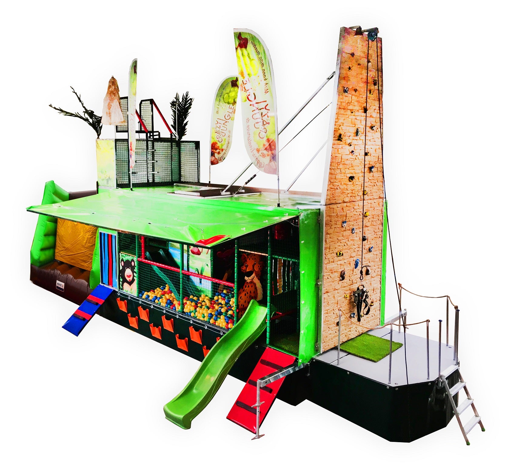 Crazy Jungle 3in1 Spielmobil, Kletterwand, Ninja-Freefall-Jump for Kids