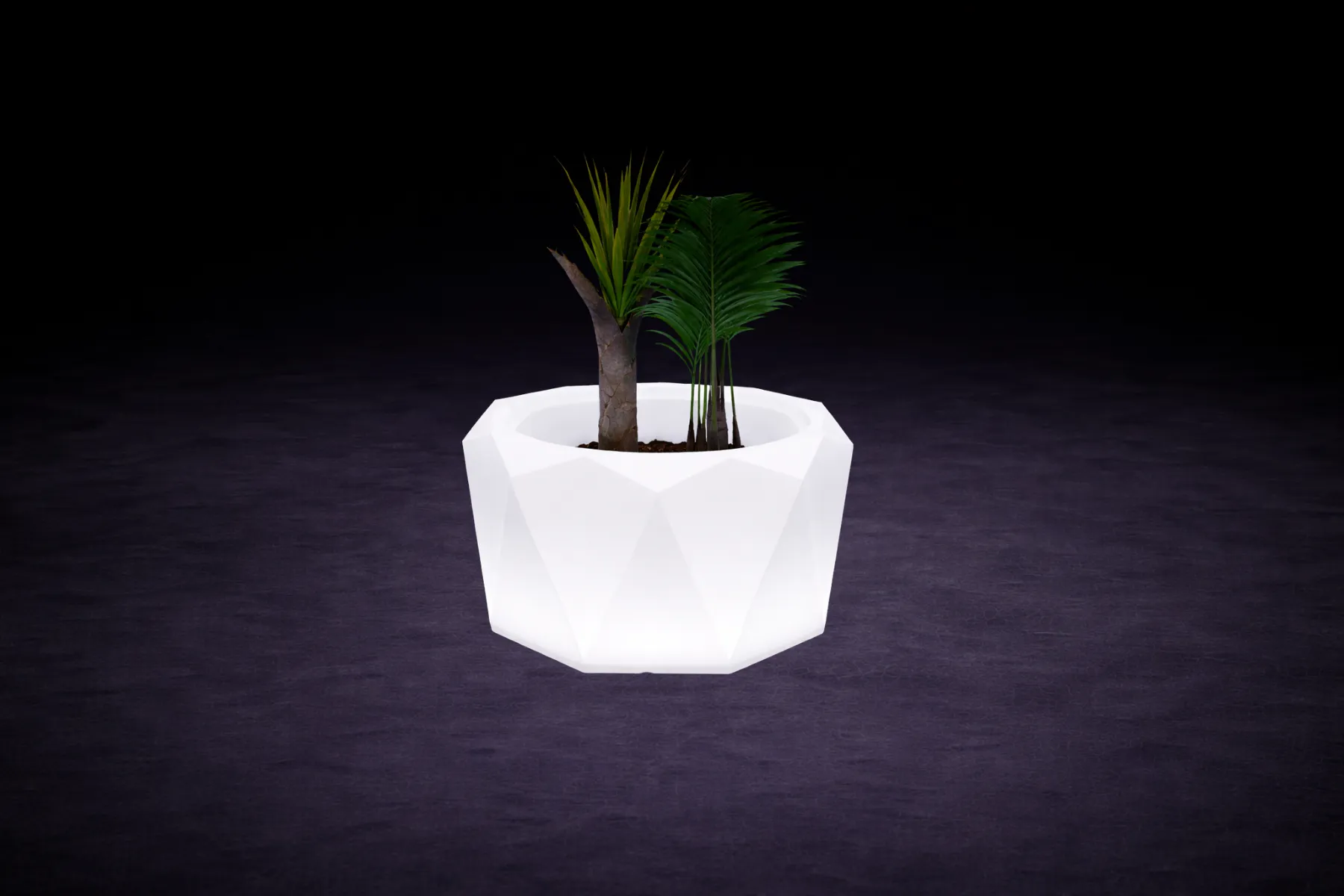 LED Blumentopf geometrisch mieten – beleuchtetes Loungemöbel