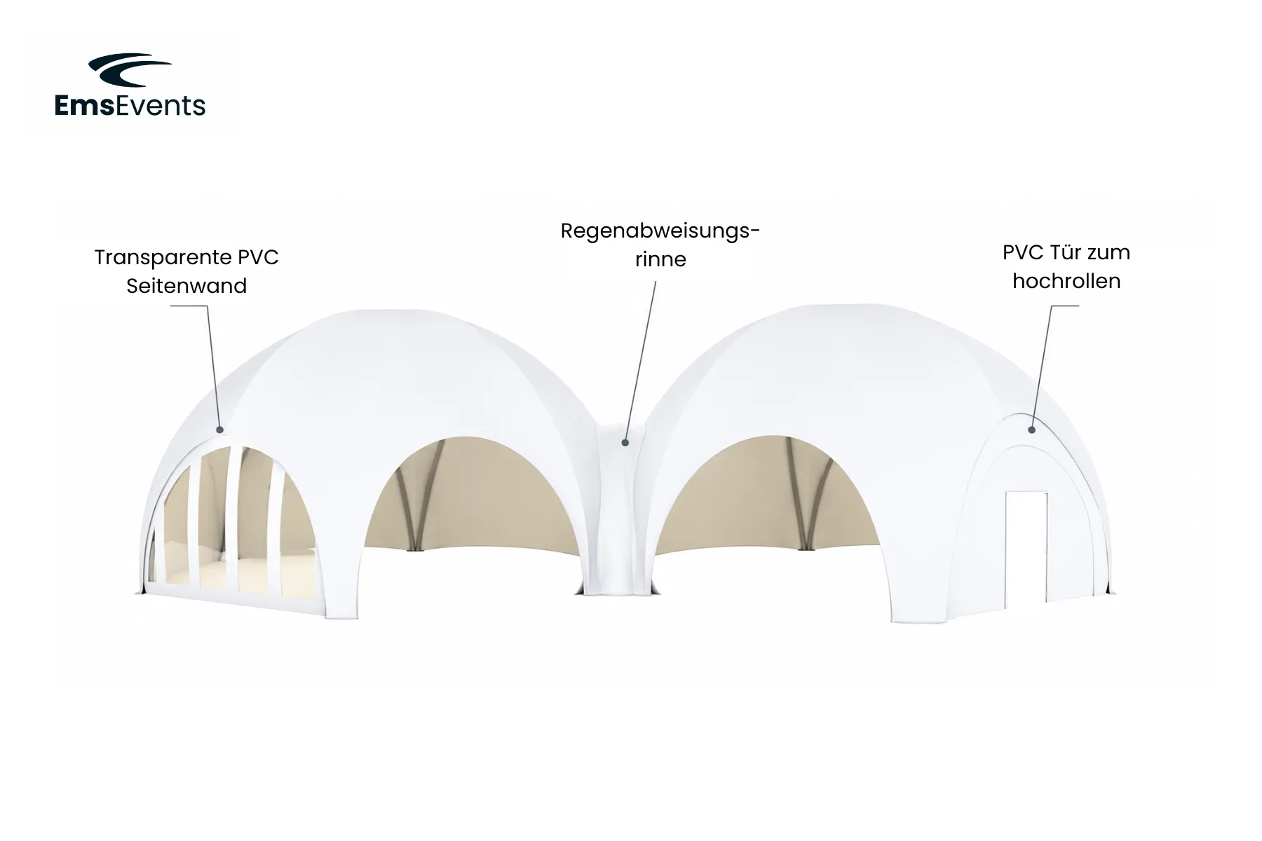 Hexadome-Zelt 12x12m mieten – Geodät-Zelt, kombinierbar – 3