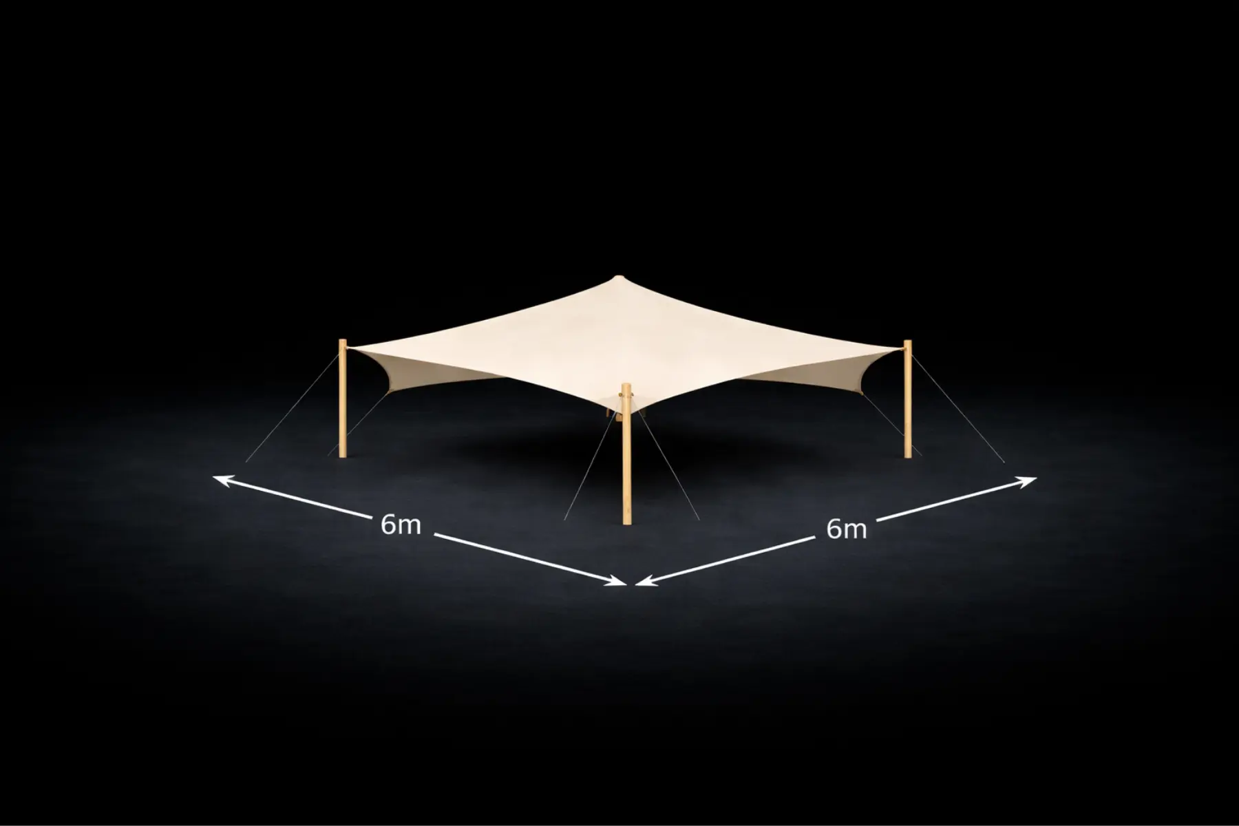 Stretchzelt 6x6m mieten – flexible Aufbauform, Holzstangen