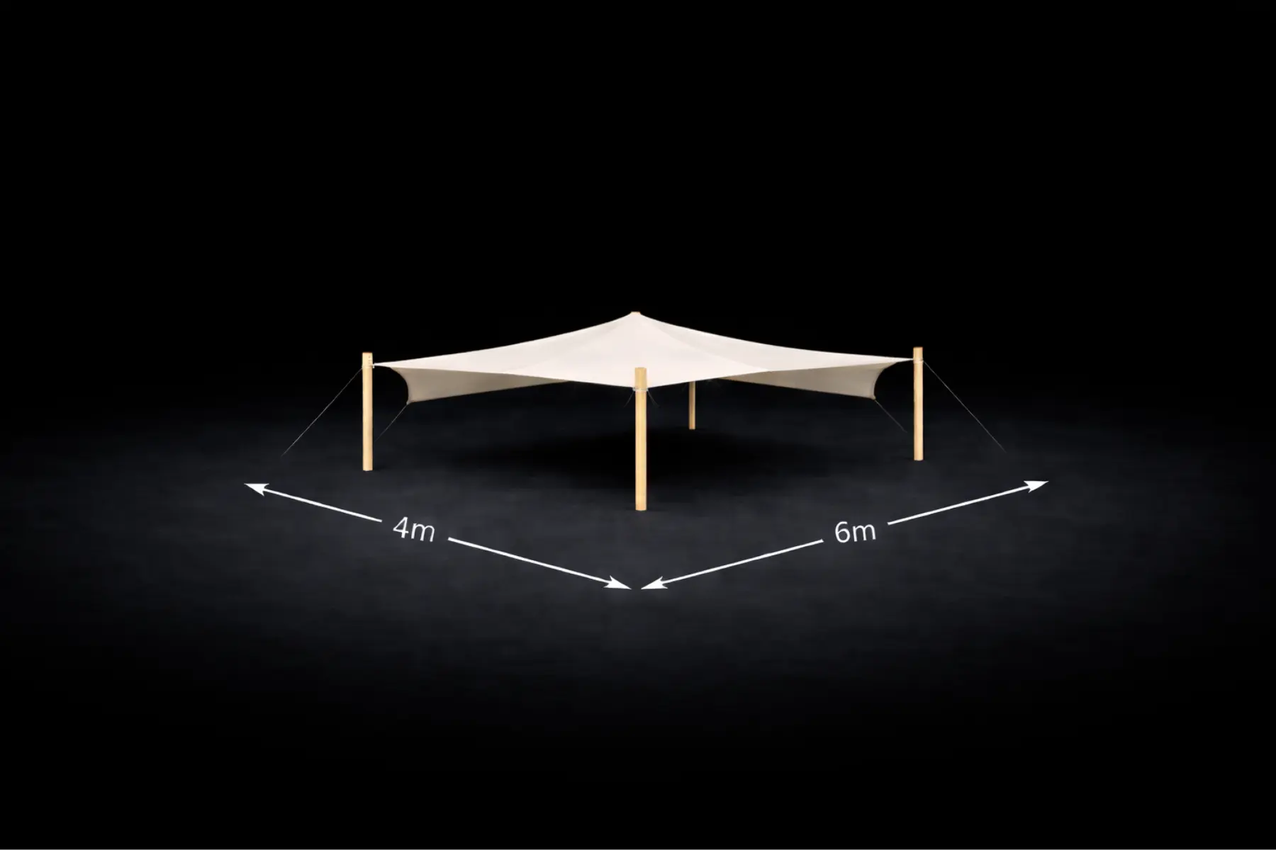 Stretchzelt 4x6m mieten – flexible Aufbauform, Holzstangen