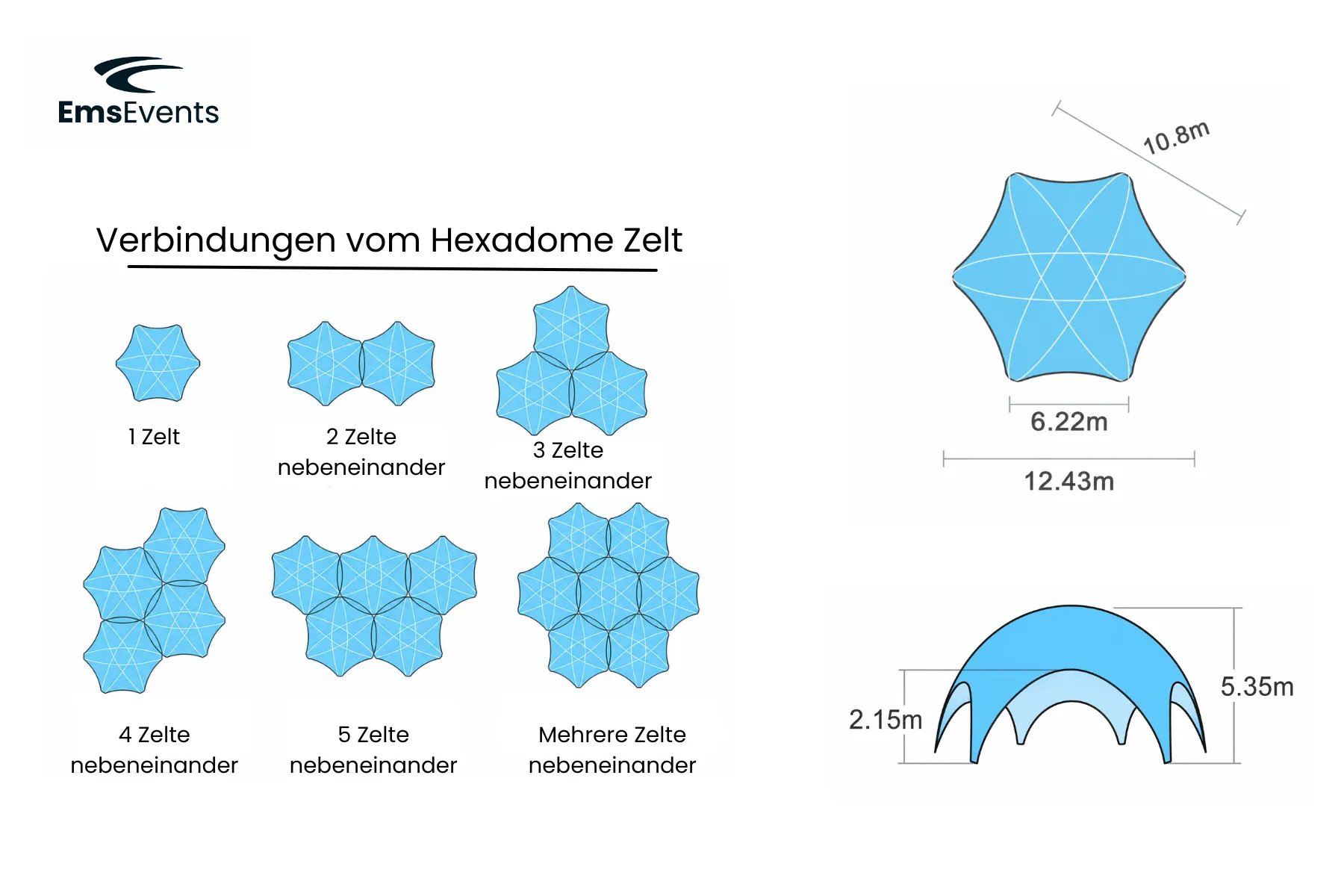 Hexadome-Zelt 12x12m mieten – Geodät-Zelt, kombinierbar – 2
