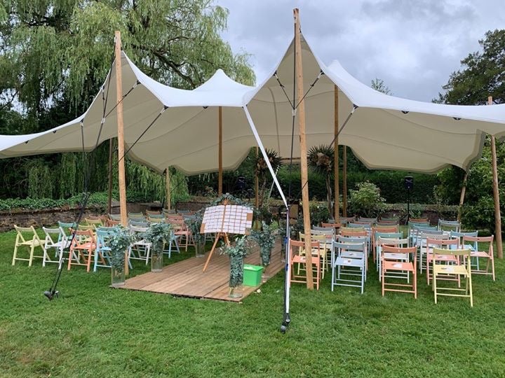 Holzklappstuhl Vintage Multicolour, Mehrfarbig, Pasteltöne, Kreidefarbe, Hochzeit auf dem Land, Landleben, Landhochzeit – 2