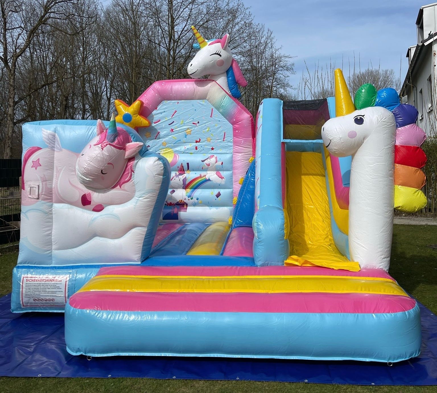 Hüpfburg Einhorn mit Rutsche zu vermieten – 2