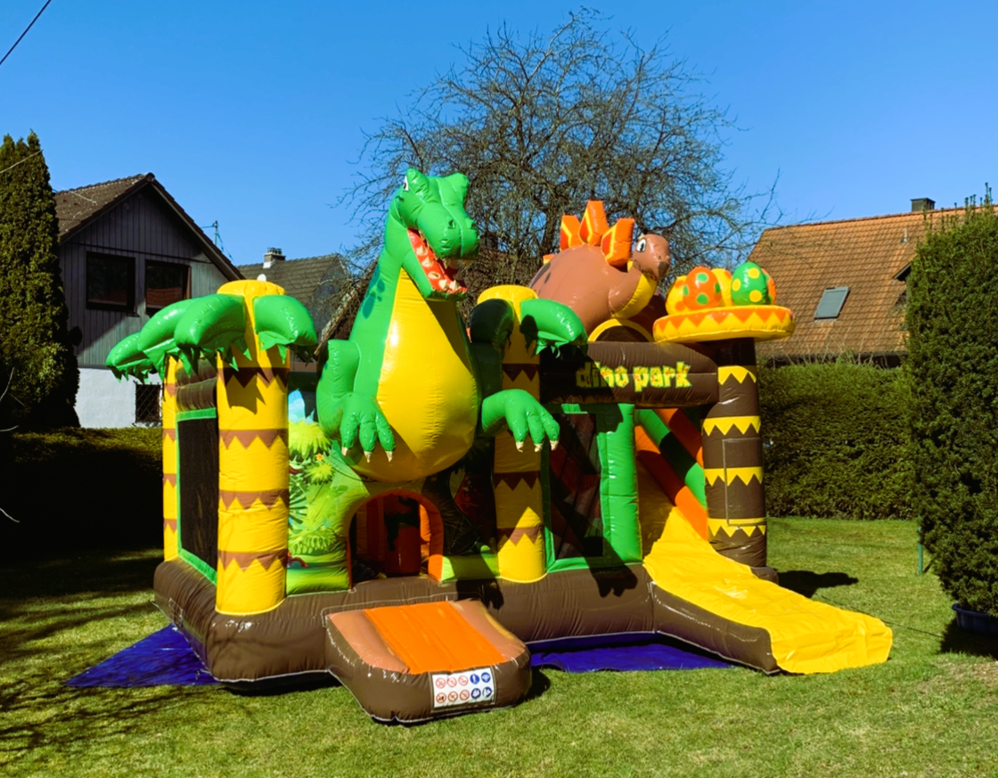 Dino Hüpfburg mieten mit Rutsche | Event & Geburtstag