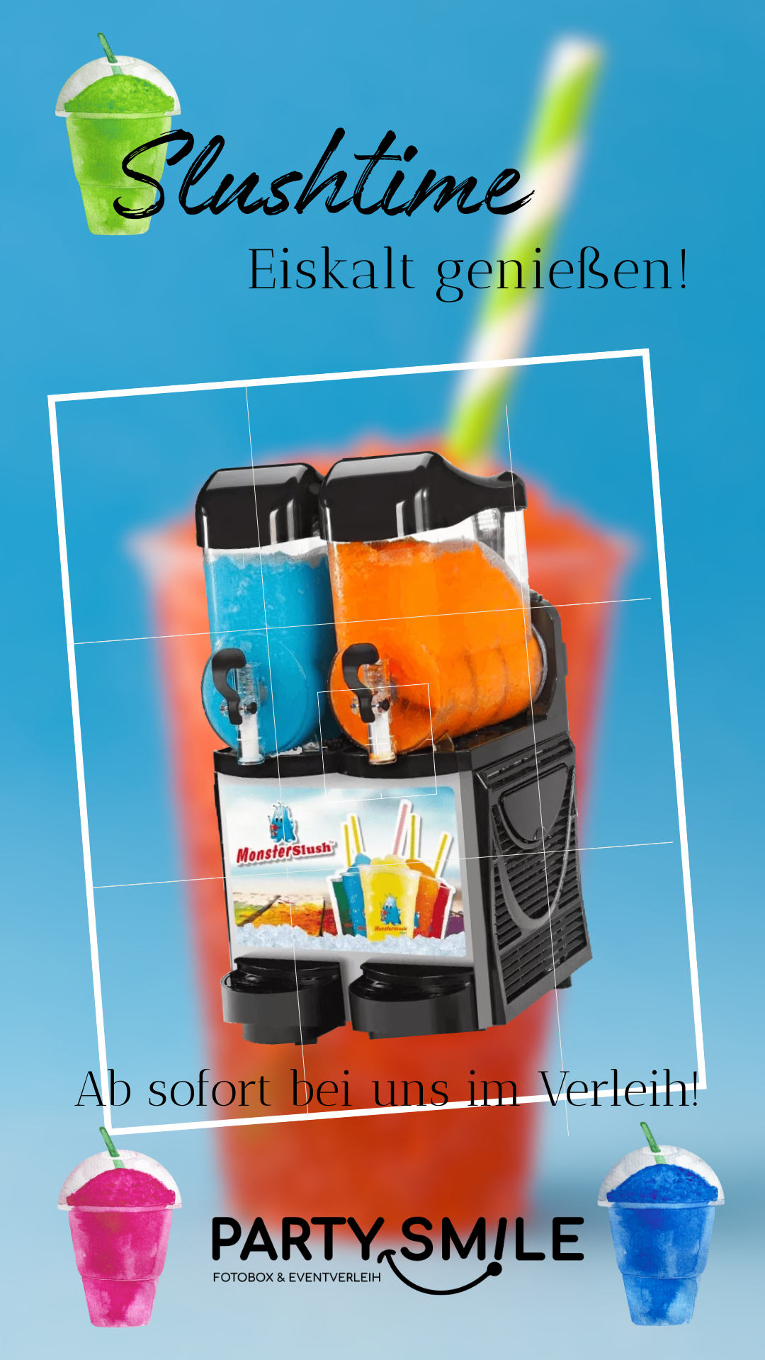 Slush-Eis Maschine mieten 🍹❄️ ab 39 € – Zubehör & Sirup | 1,9L & Profi 2x10L