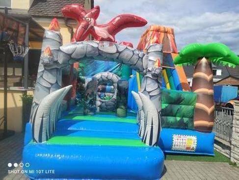 Profi Hüpfburg Luftburg Springburg Dino Vulkan mit Rutsche Jungentraum günstig leihen mieten in Mittelfranken Nürnberg Fürth Erlangen Ansbach Schwabach Lauf Zirndorf Roth