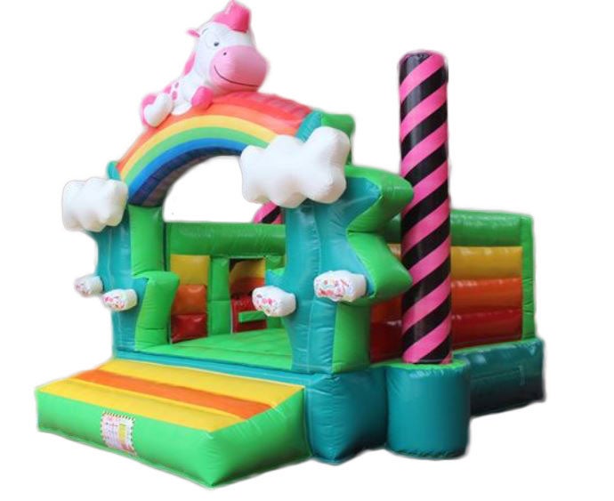 Profi Hüpfburg Luftburg Springburg Einhorn Regenbogen mit Rutsche Mädchentraum günstig leihen mieten in Mittelfranken Nürnberg Fürth Erlangen Ansbach Schwabach Lauf Zirndorf Roth – 2