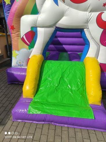 Profi Hüpfburg Luftburg Springburg Einhorn mit Rutsche Mädchentraum günstig leihen mieten in Mittelfranken Nürnberg Fürth Erlangen Ansbach Schwabach Lauf Zirndorf Roth – 3